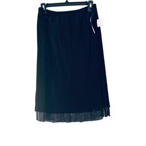 Cleo Black Plush Skirt Beaded Hem Velveteen Womans L VTG Cocktail Party Formal